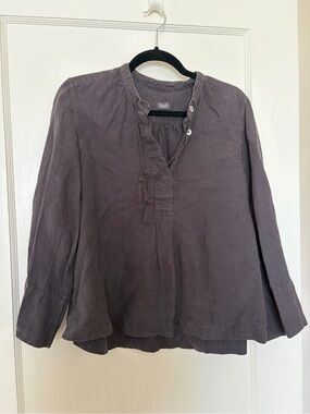 TOAST UK grey linen Long-Sleeve Peasant Blouse